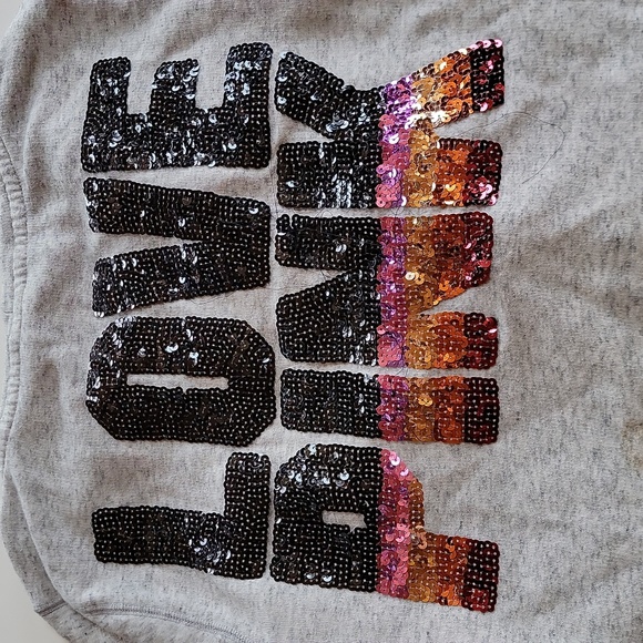 Victoria's Secret Pink zip up hoodie.  Love pink sparkly sequins Back and sleeve - Picture 2 of 6